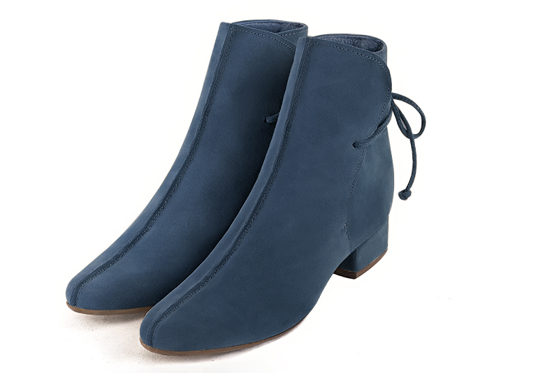 Boots habill es femme bleu denim Bottines lacets l arri re